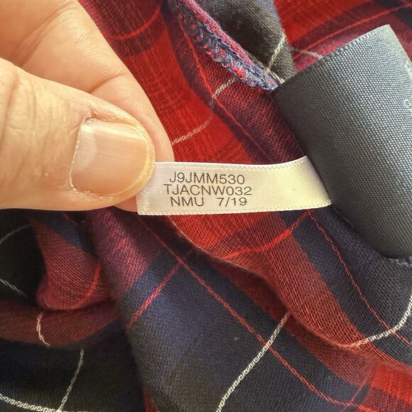 Tommy Hilfiger Red/Blue Plaid Button Down Shirt Roll Tab Sleeves Women’s Sz XXL - Picture 6 of 6